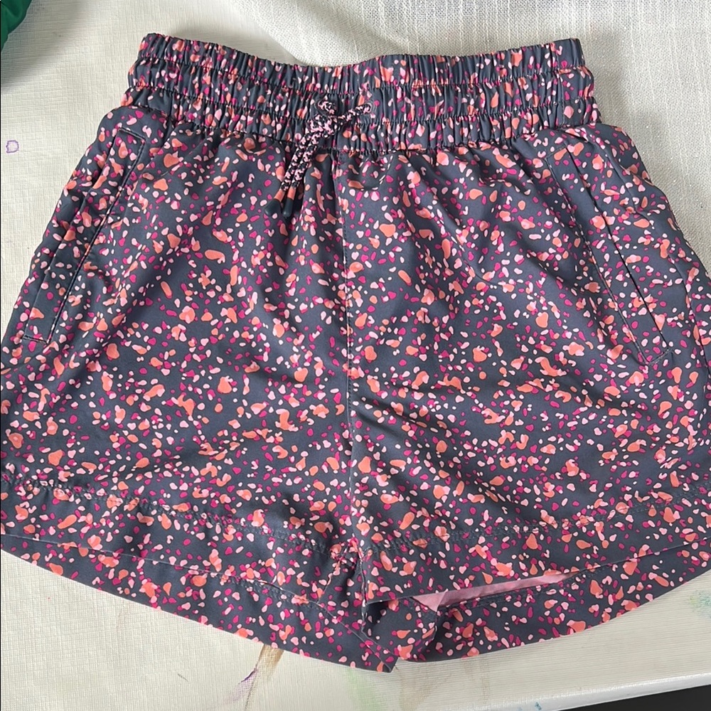 Girls Athleta Pink and Gray Patterned Shorts
